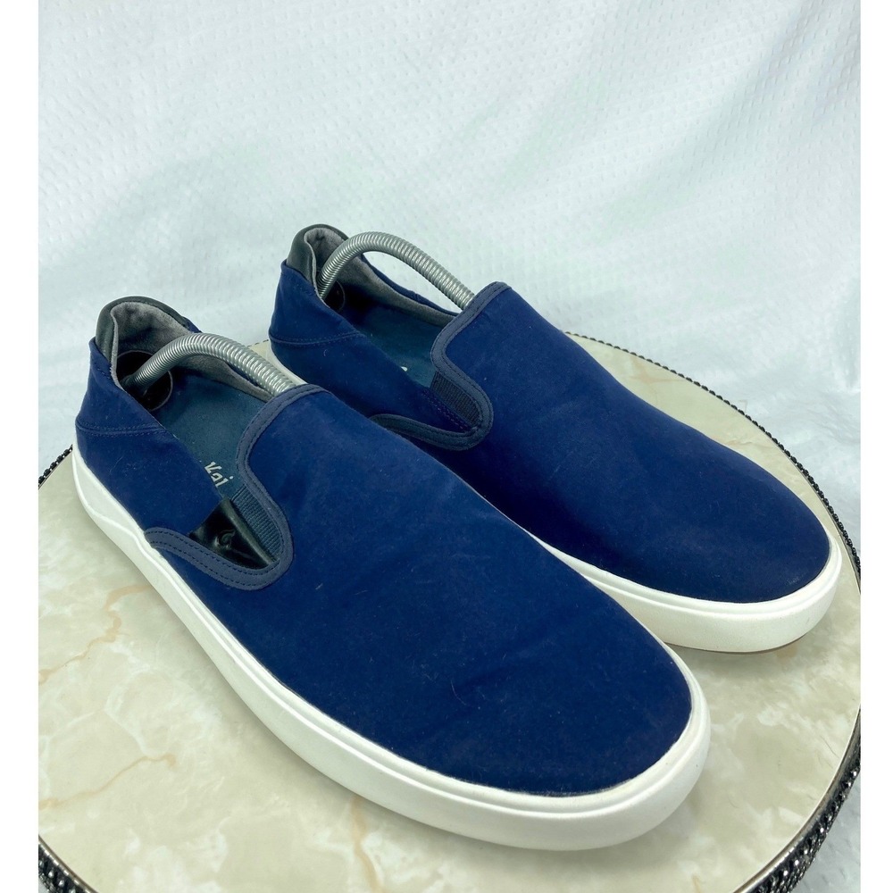 OluKai Lae'Ahi Slip On Comfy Shoes Mens 11.5 Navy Blue Breathable Casual Loafers